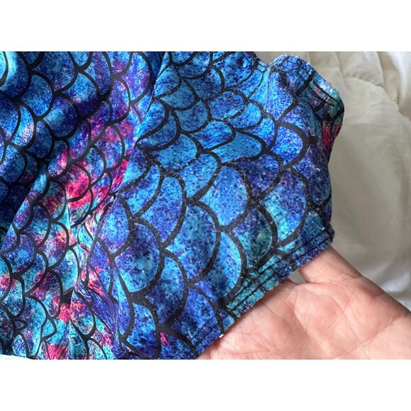 Girls 1 Piece Cross Back Adjustable Straps Mermaid Swimsuit  Size 7/8 GUC - Picture 6 of 6